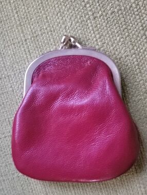 Italian Leather Kiss-Lock Coin Purse - Burgundy